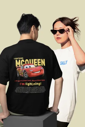 Pack of 2: Unisex Oversized T-Shirts - Double-Sided Printing of Mcqueen Sally - Suitable for Couples, Black & White
