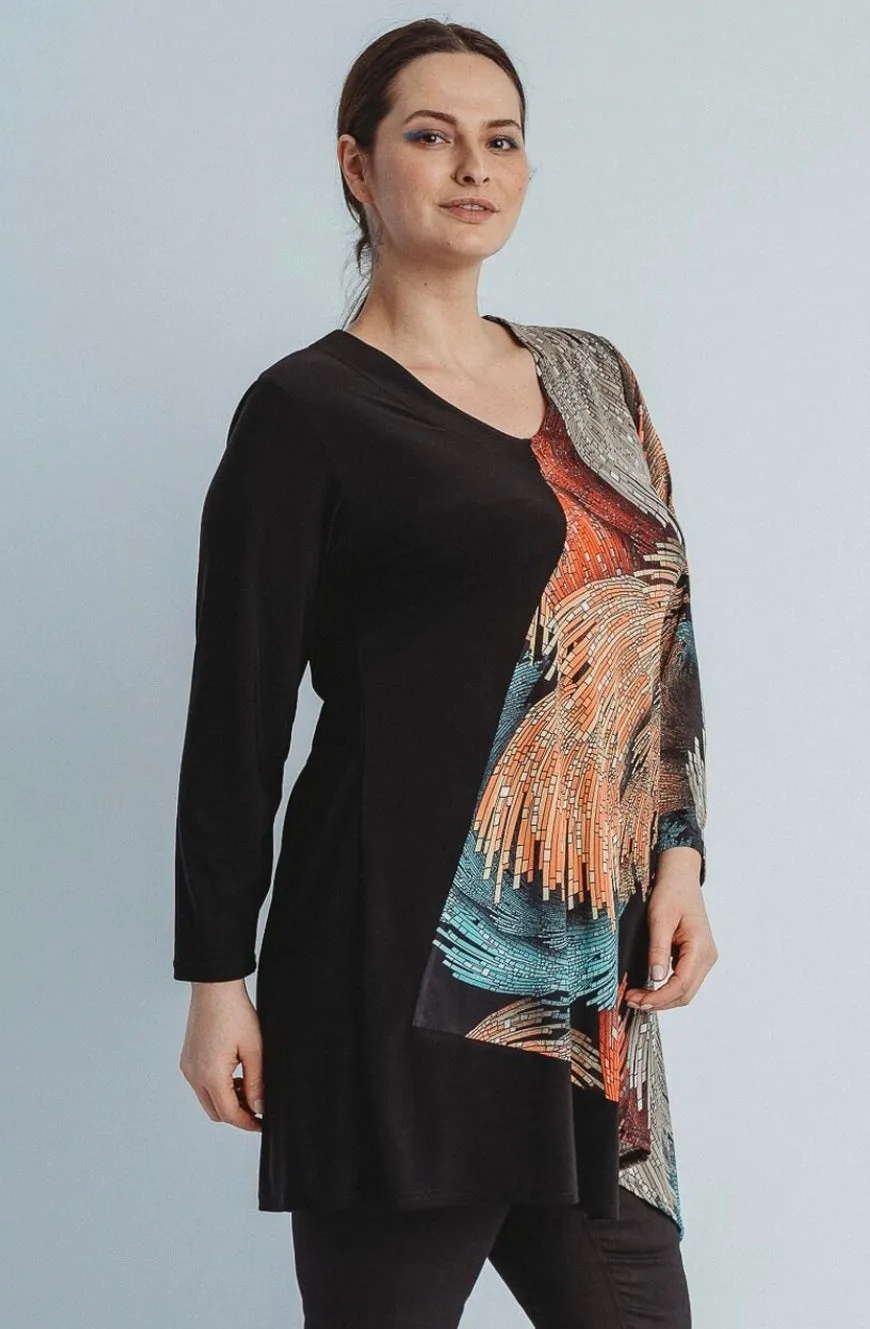 Asymmetrical Black/Multi Firework Tunic