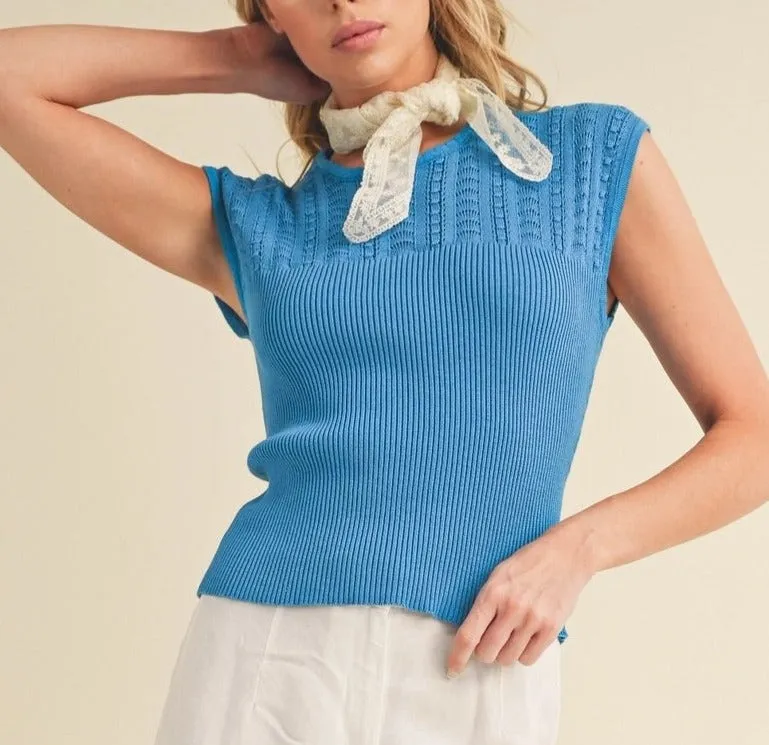 Azure Knit Sleeveless Sweater