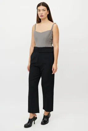 Black Wool Belted Trouser