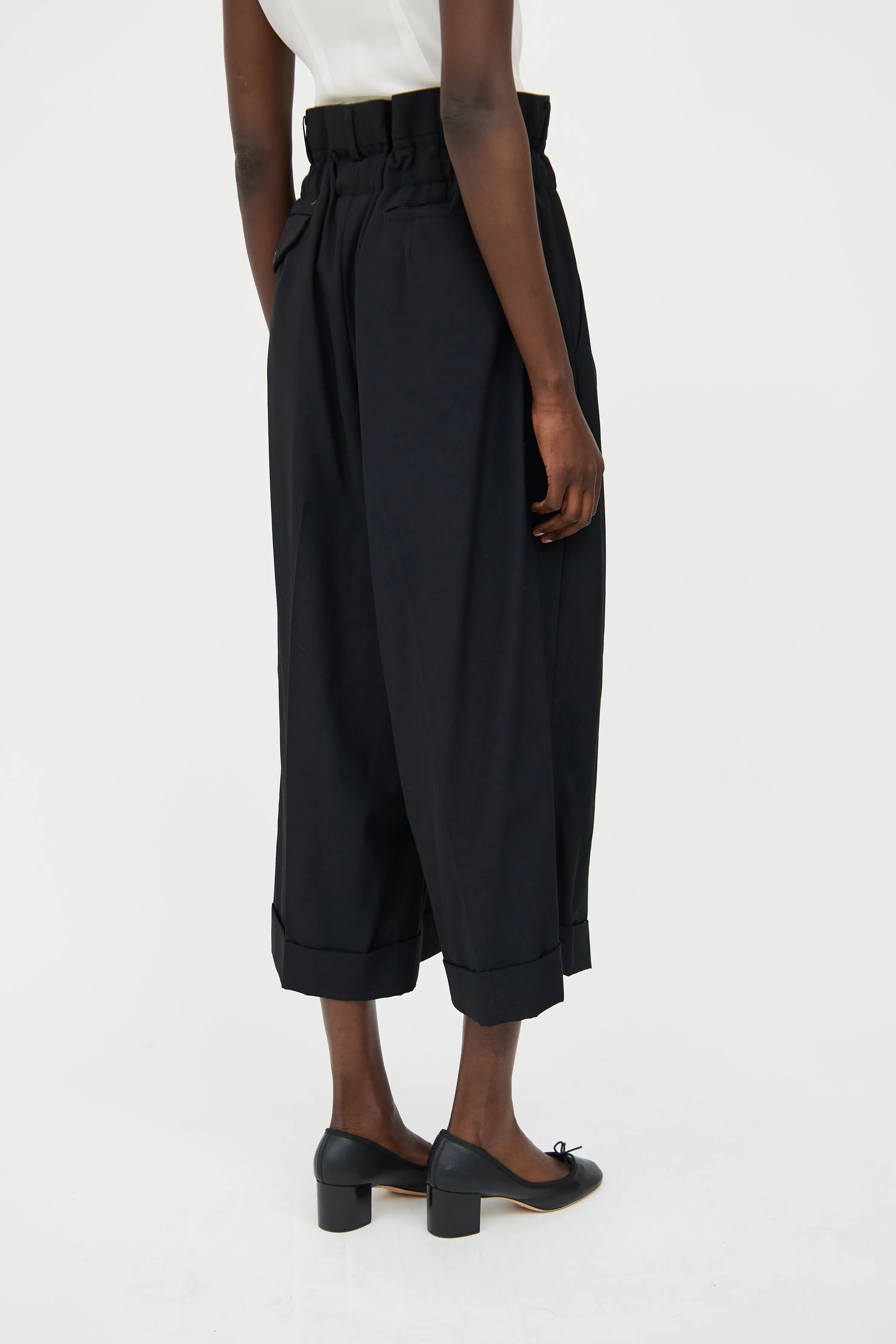 Black Wool Pleated Pant
