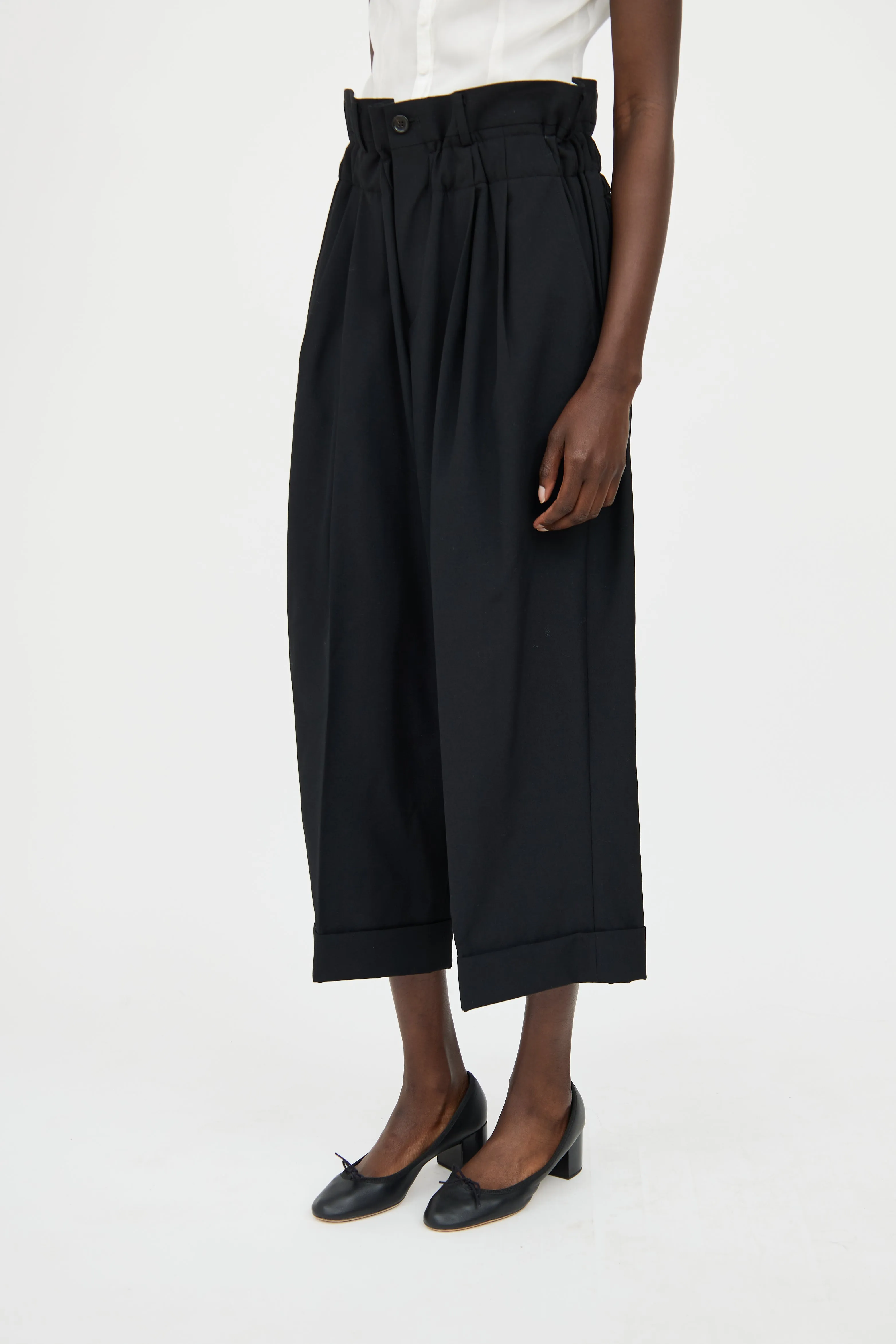 Black Wool Pleated Pant