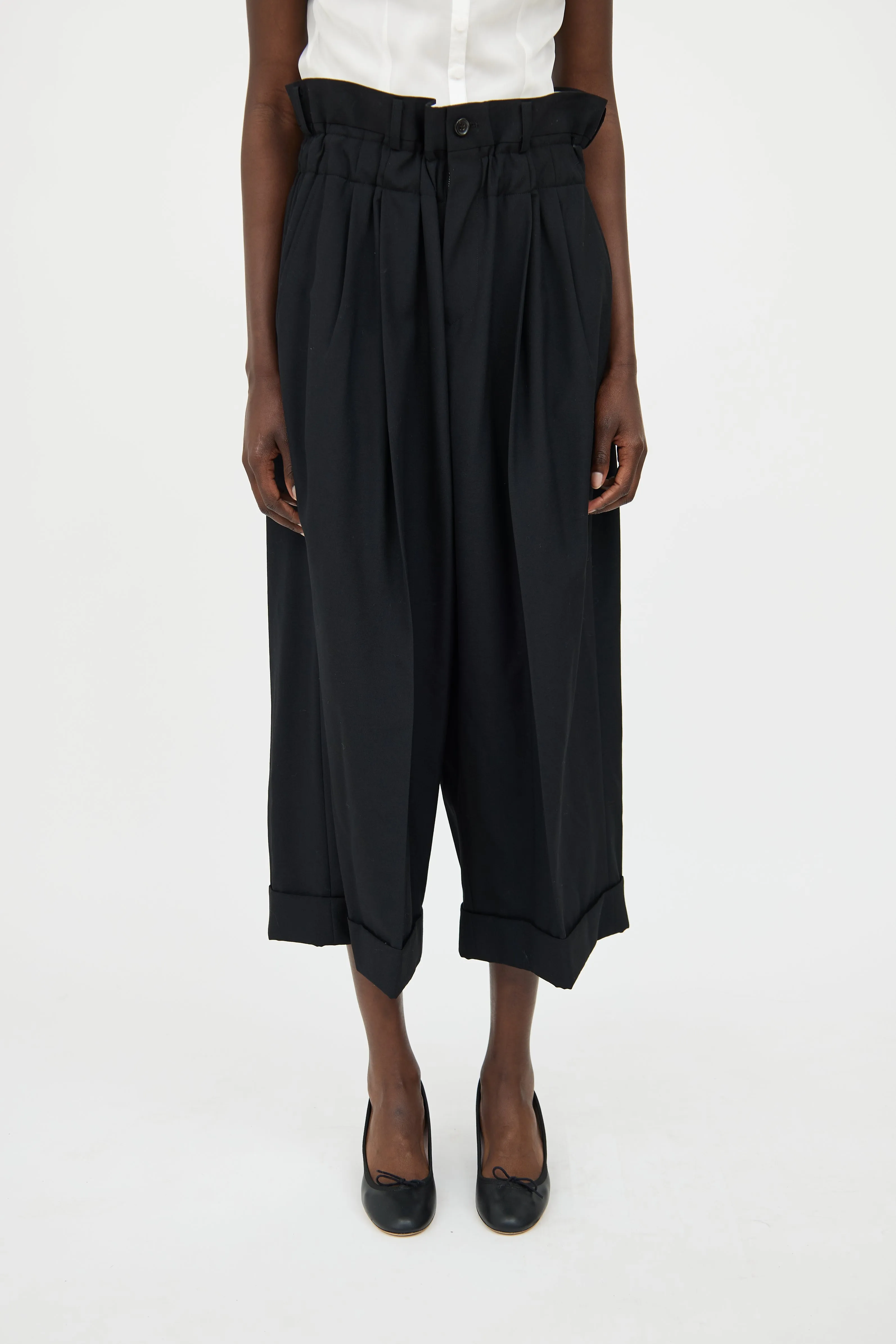 Black Wool Pleated Pant