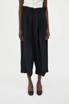 Black Wool Pleated Pant