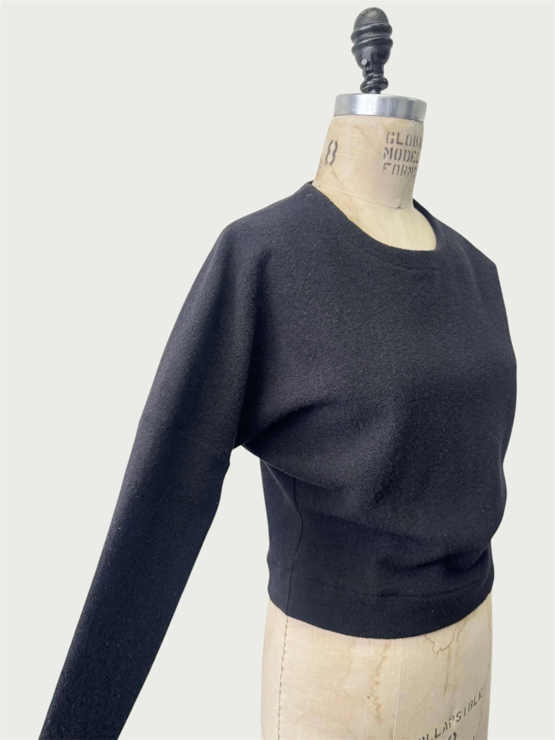 Boiled Wool Kimono Pullover in Black, small / OG Price: $275.00