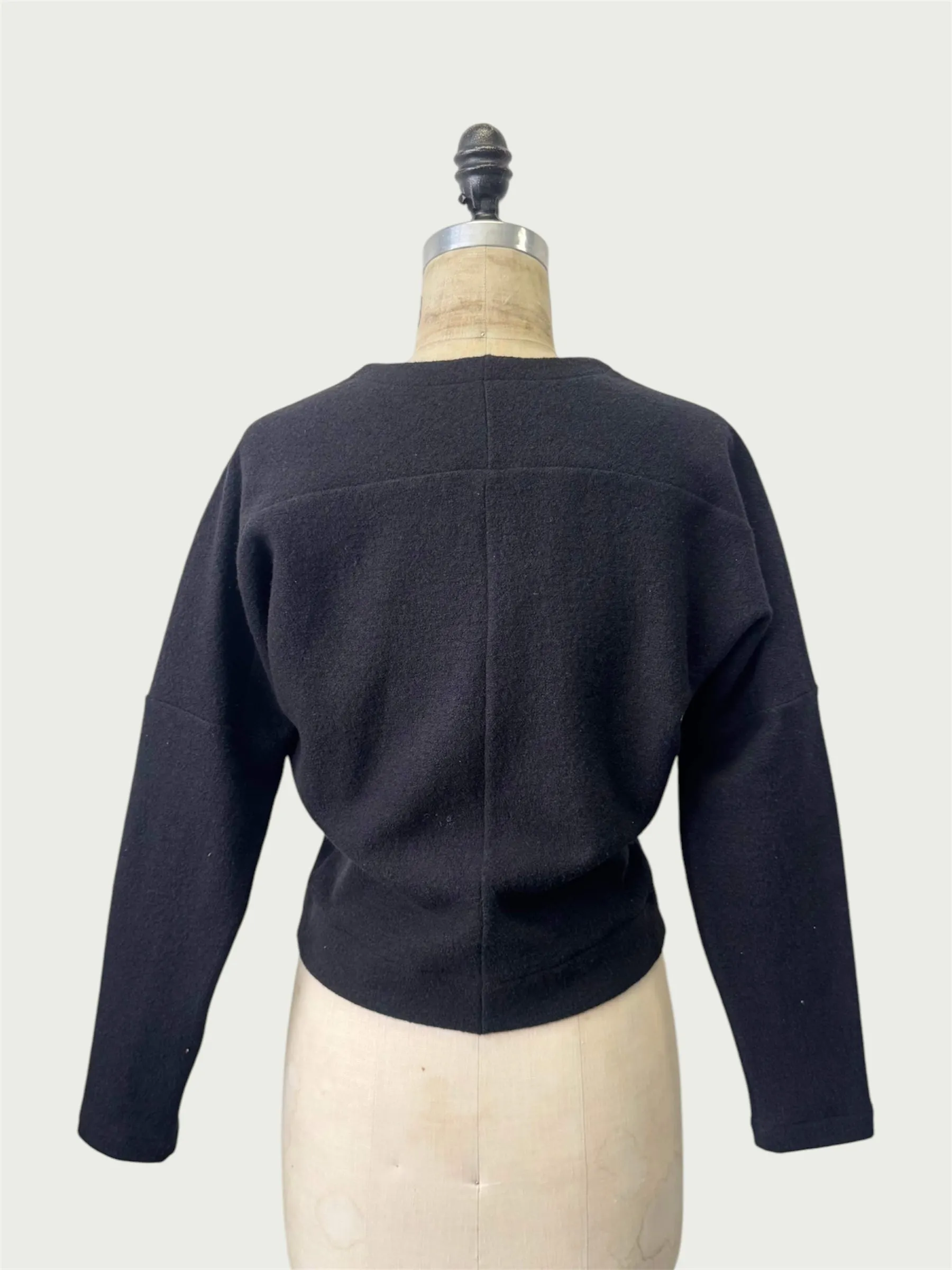 Boiled Wool Kimono Pullover in Black, small / OG Price: $275.00