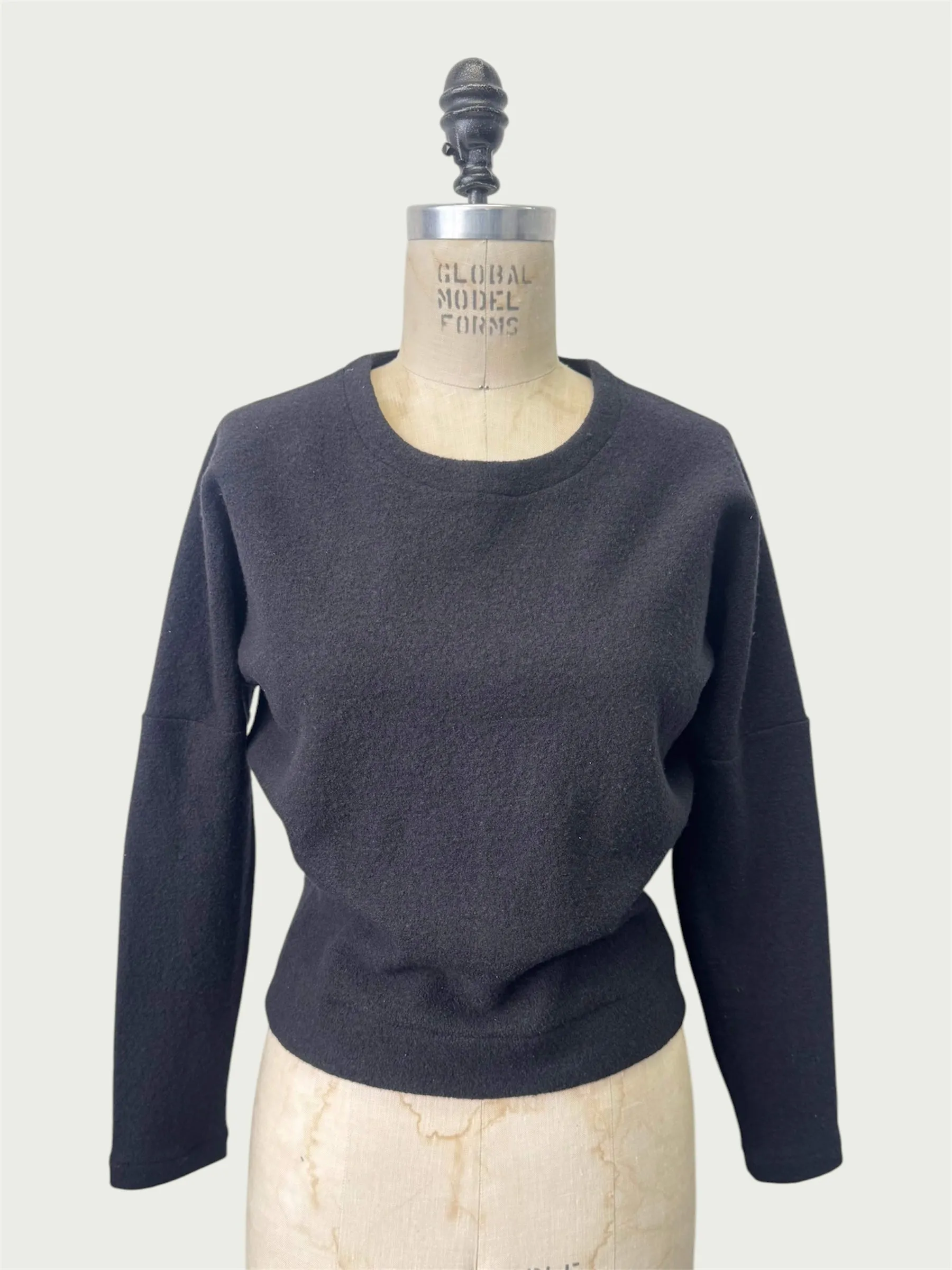 Boiled Wool Kimono Pullover in Black, small / OG Price: $275.00