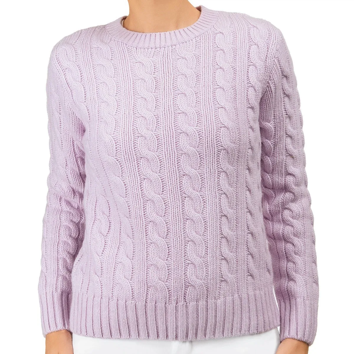 Cable Knit Pullover in Lilac