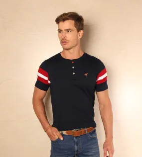 Camiseta Bloques Cuello Henley Azul Navy Ref. 148011223