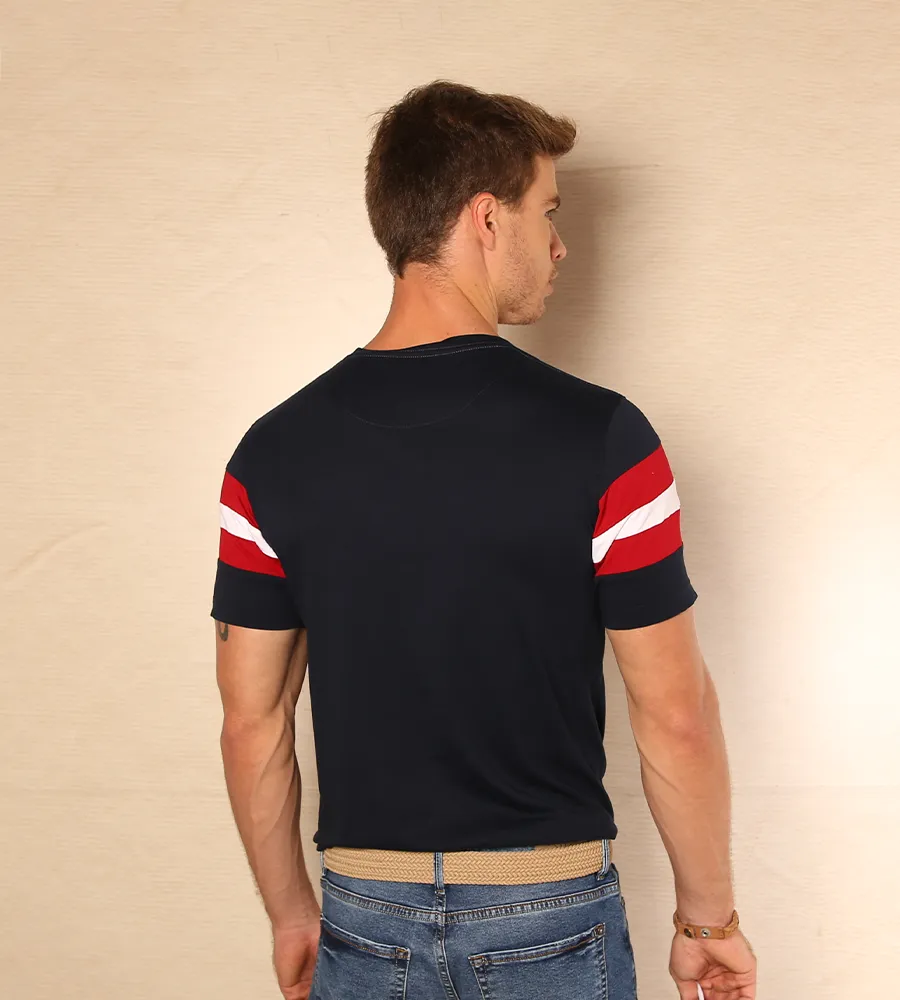 Camiseta Bloques Cuello Henley Azul Navy Ref. 148011223