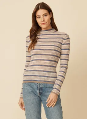 Carter Merino Mockneck - Ecru Stripe