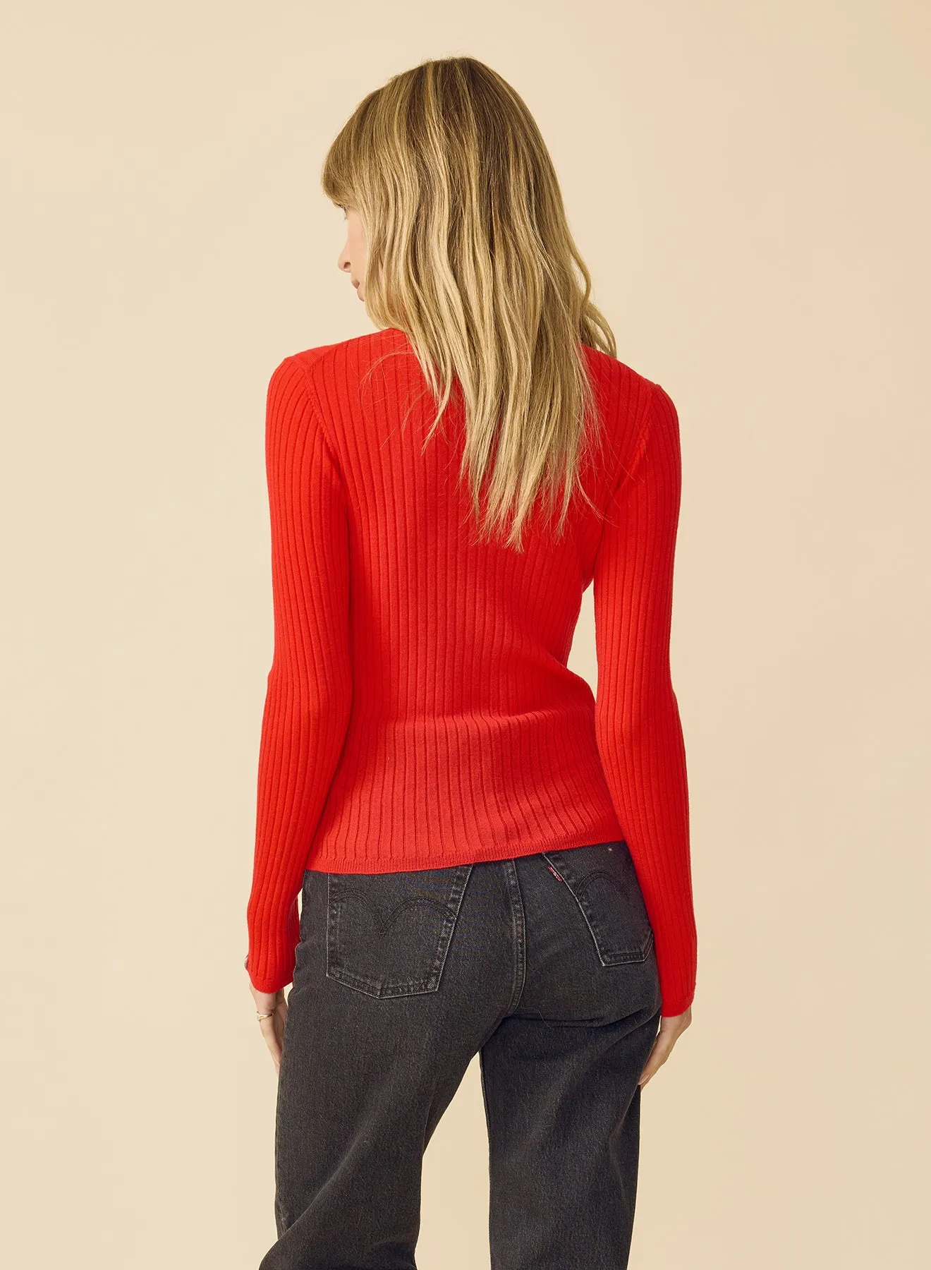 Carter Merino Mockneck - Scarlet