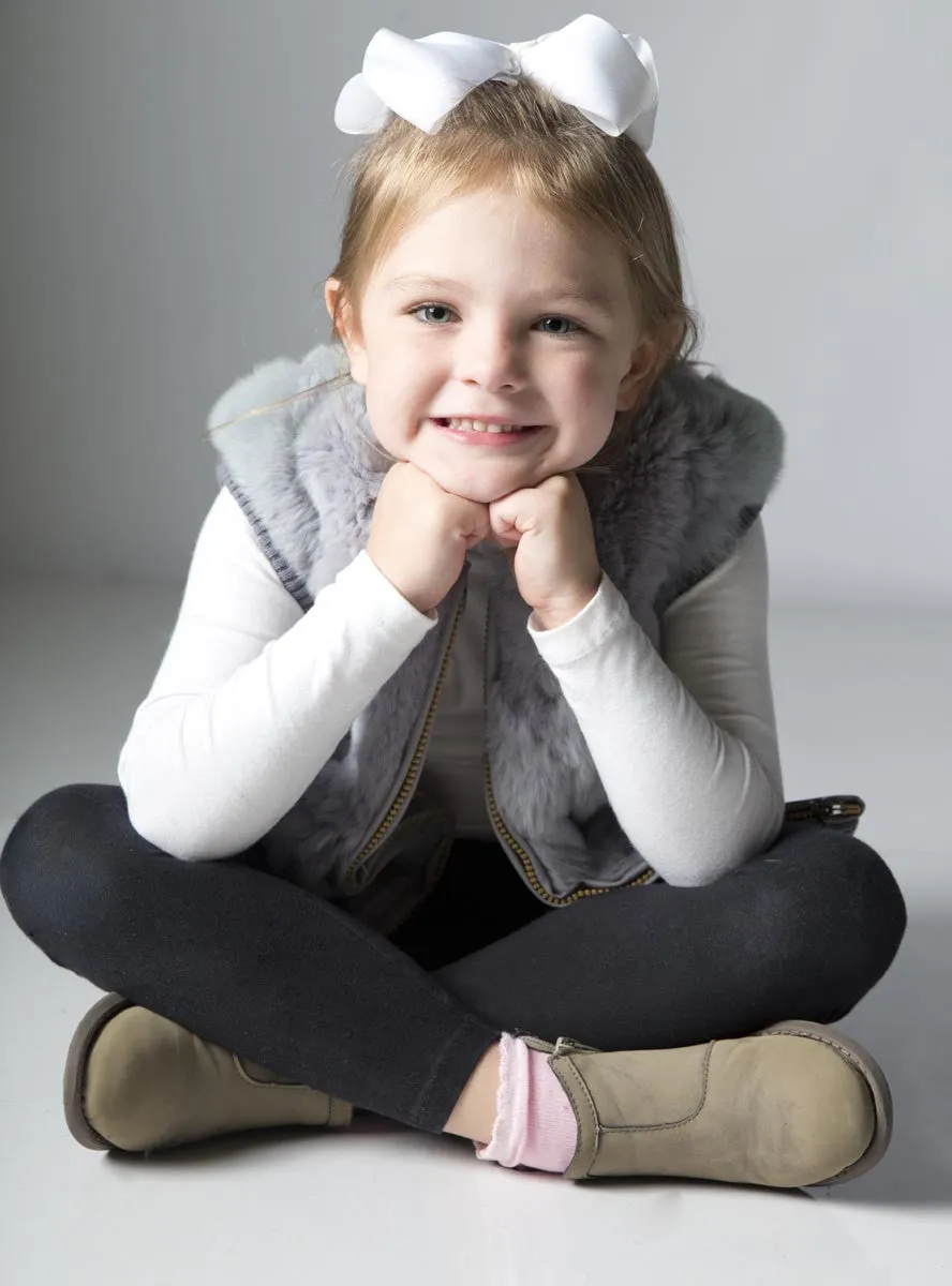 Children's Grey Rabbit Fur Vest