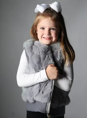 Children's Grey Rabbit Fur Vest
