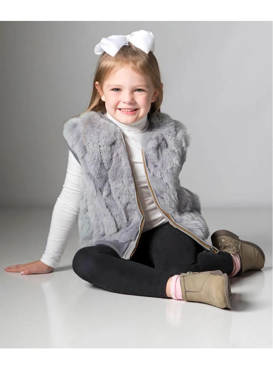 Children's Grey Rabbit Fur Vest