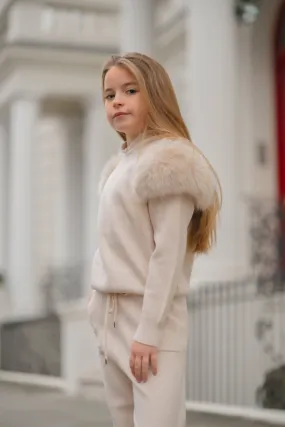 Childrens Light Beige Premium Faux Fur Tracksuit