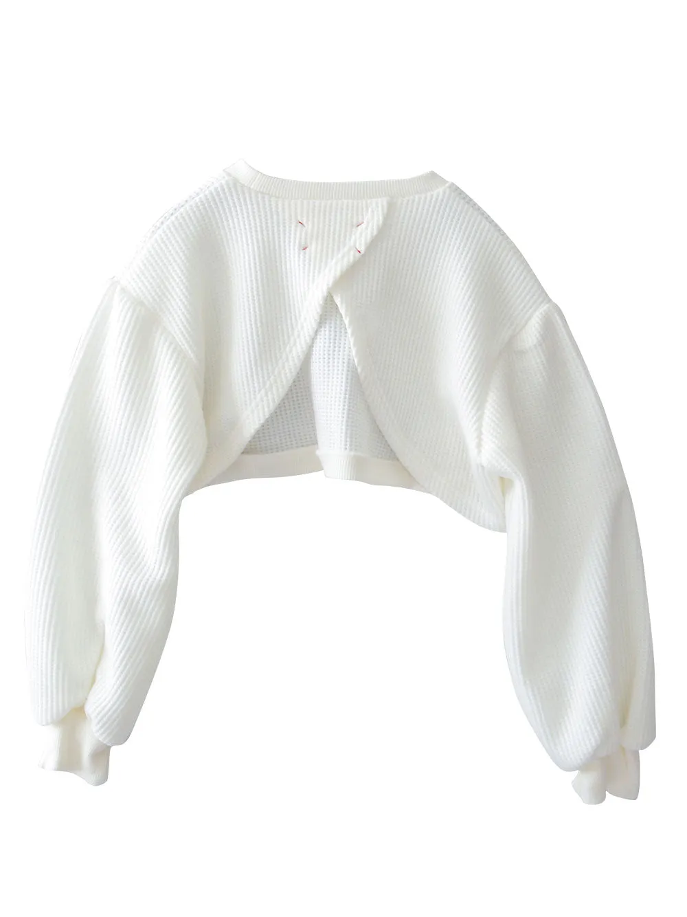 Cropped Waffle Pullover