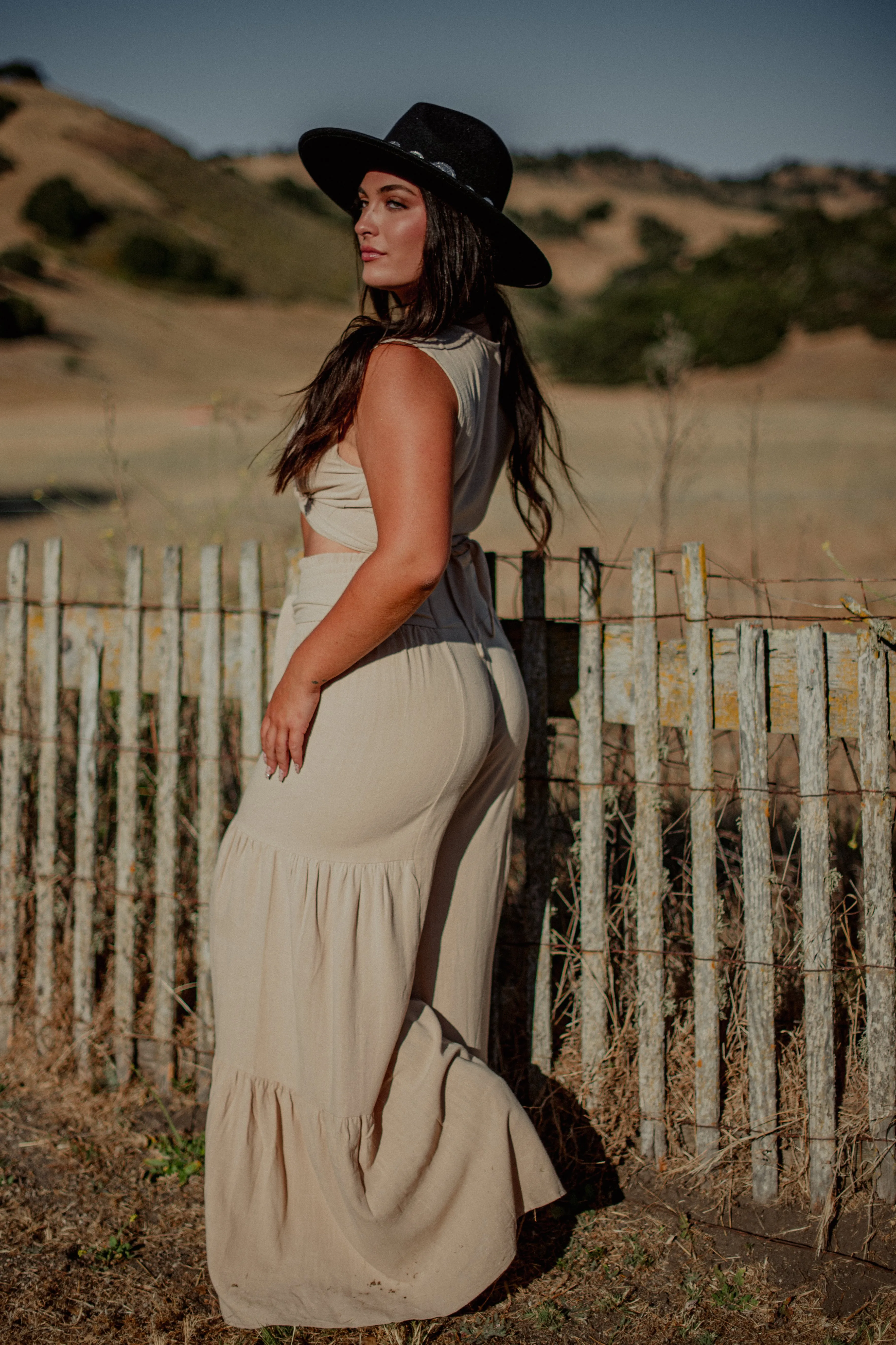 Dancing at Dusk Tie Waist Wide Leg Pant - Taupe