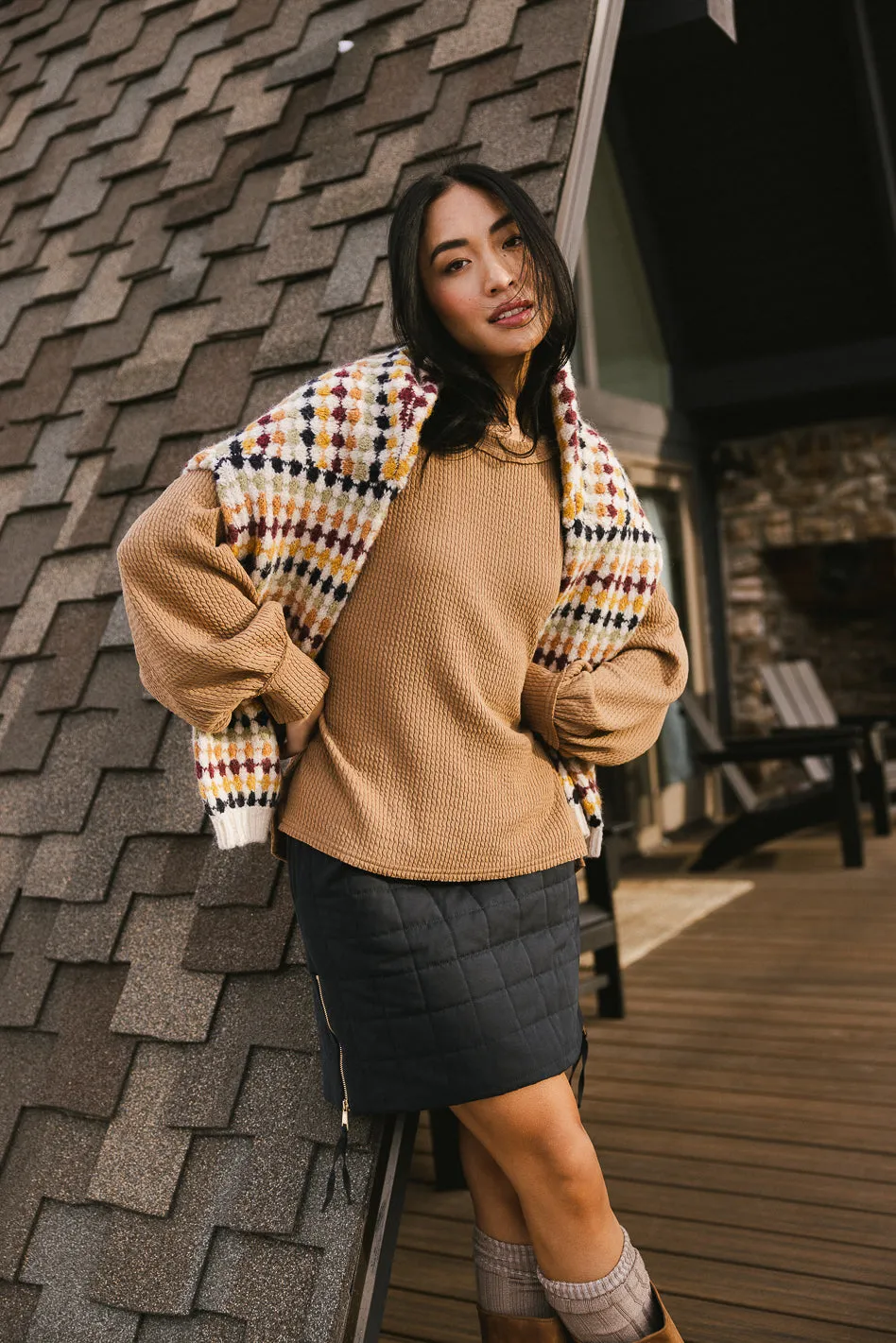 Delaney Ribbed Knit Top in Brown - FINAL SALE