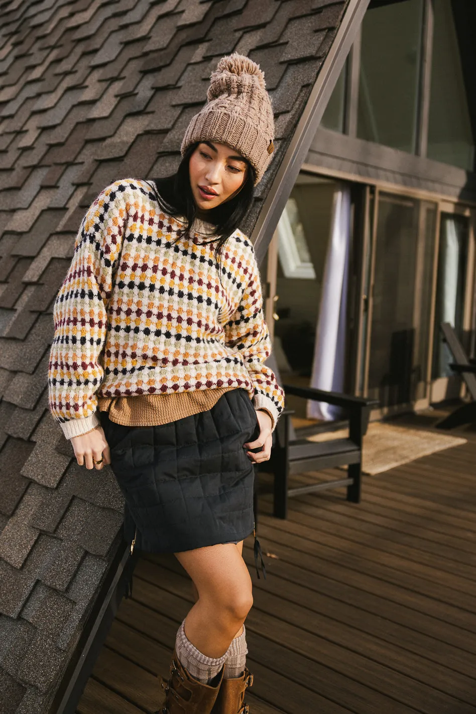 Delaney Ribbed Knit Top in Brown - FINAL SALE