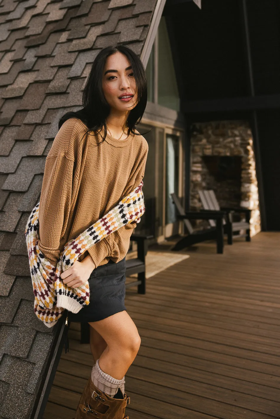 Delaney Ribbed Knit Top in Brown - FINAL SALE