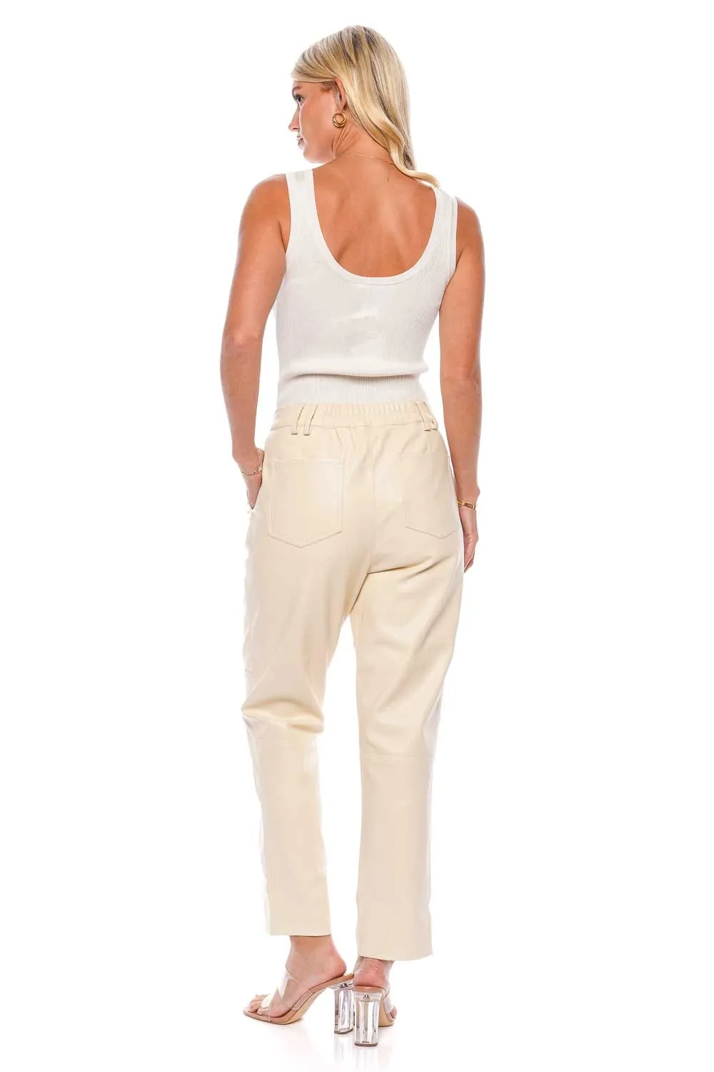 Elaine Pearl Embellished Vegan Leather Pants