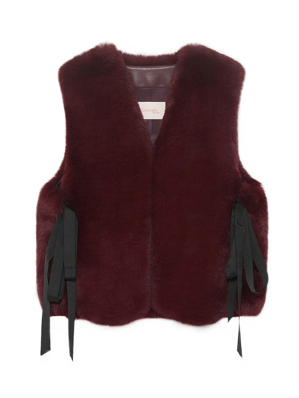 FAUX FUR TIED KITTEN RIBBON VEST