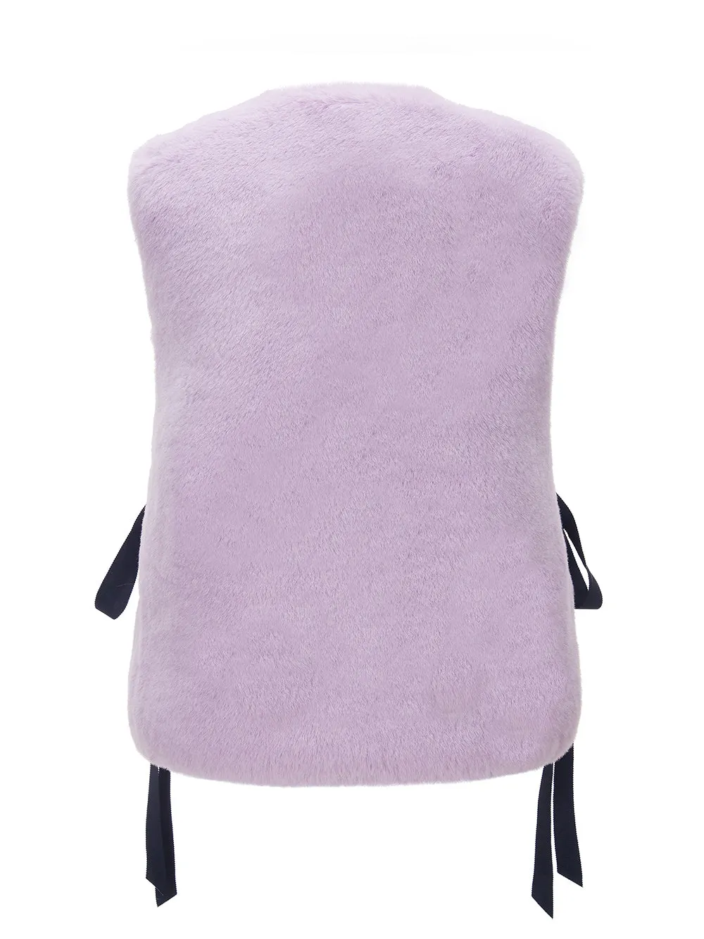 FAUX FUR TIED KITTEN RIBBON VEST