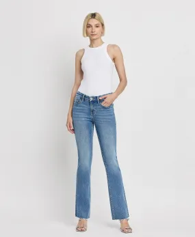 Flores Sea Mid Rise Seamless Waistband Bootcut Jeans for Effortless Style and Comfort