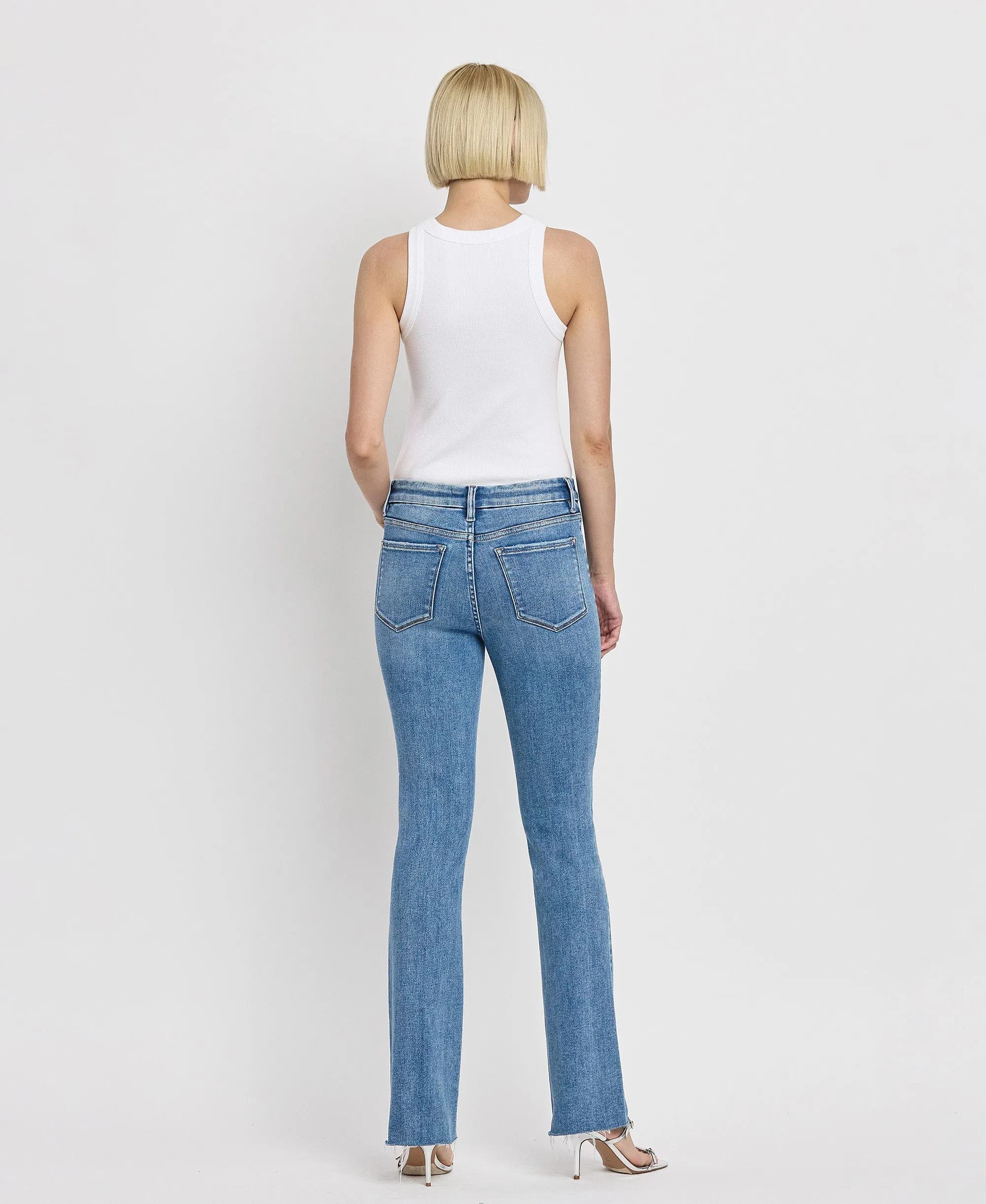 Flores Sea Mid Rise Seamless Waistband Bootcut Jeans for Effortless Style and Comfort