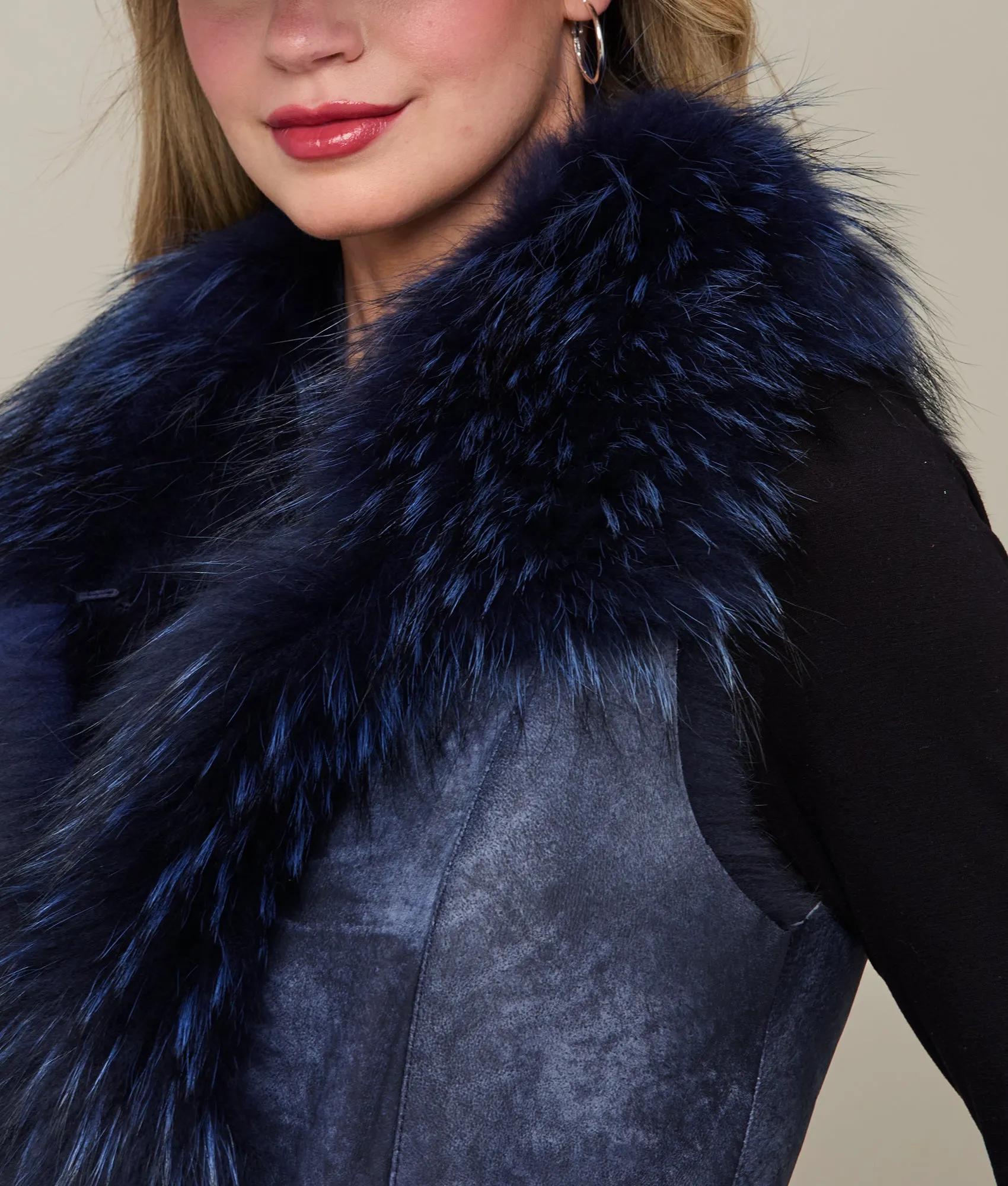 Fox Fur Vest :: Navy