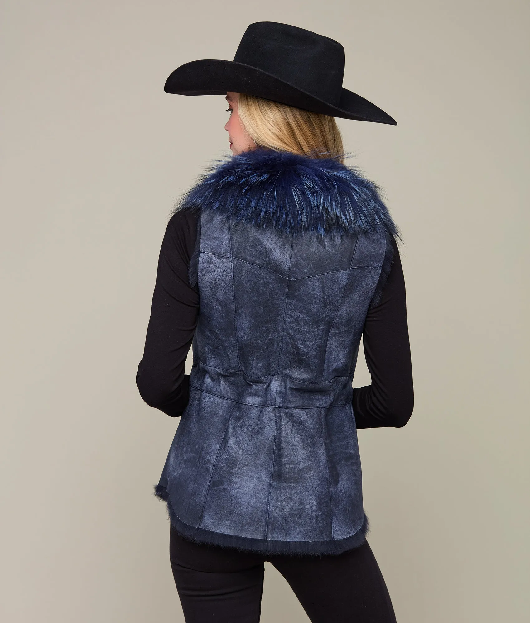 Fox Fur Vest :: Navy
