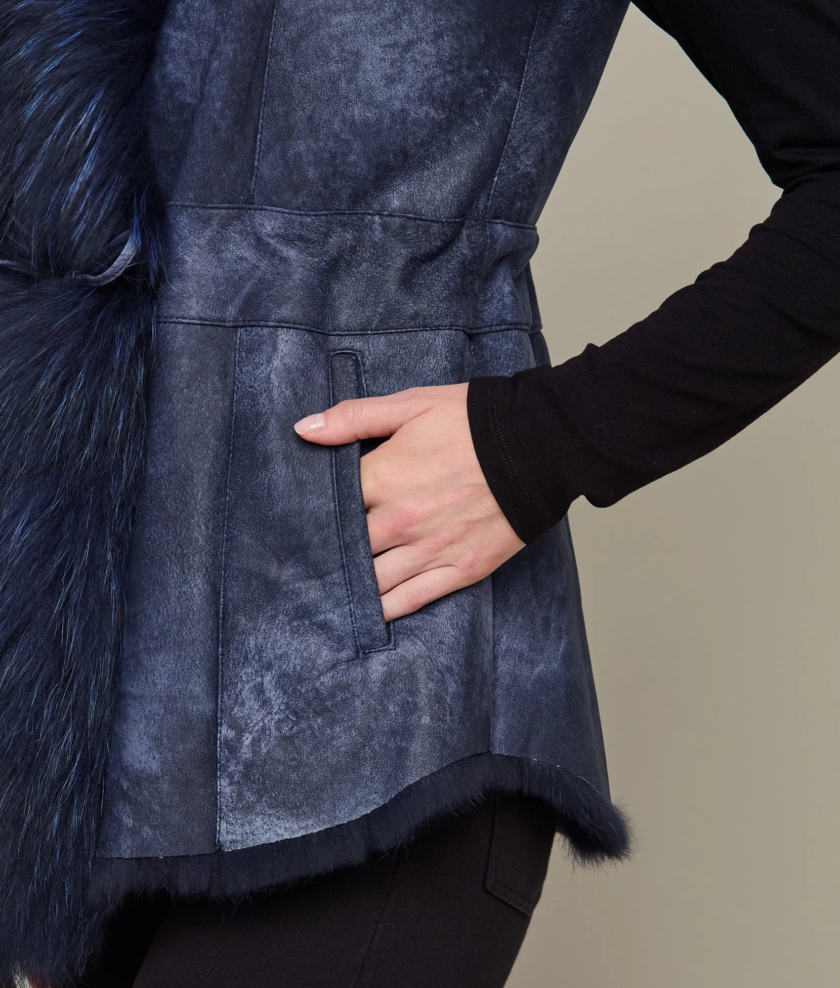 Fox Fur Vest :: Navy