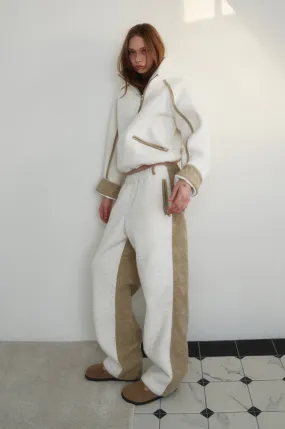 [GIMMETHEYOUNG] FW 24 G_HALF SHERPA LEATHER PANTS / IVORY