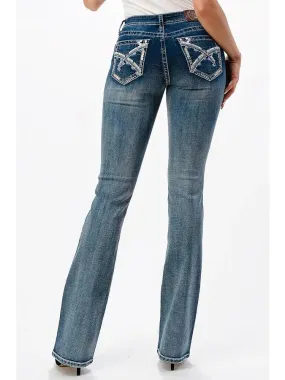 Western Heavy Stitch Easy Bootcut Jeans by Grace in LA - Size 32