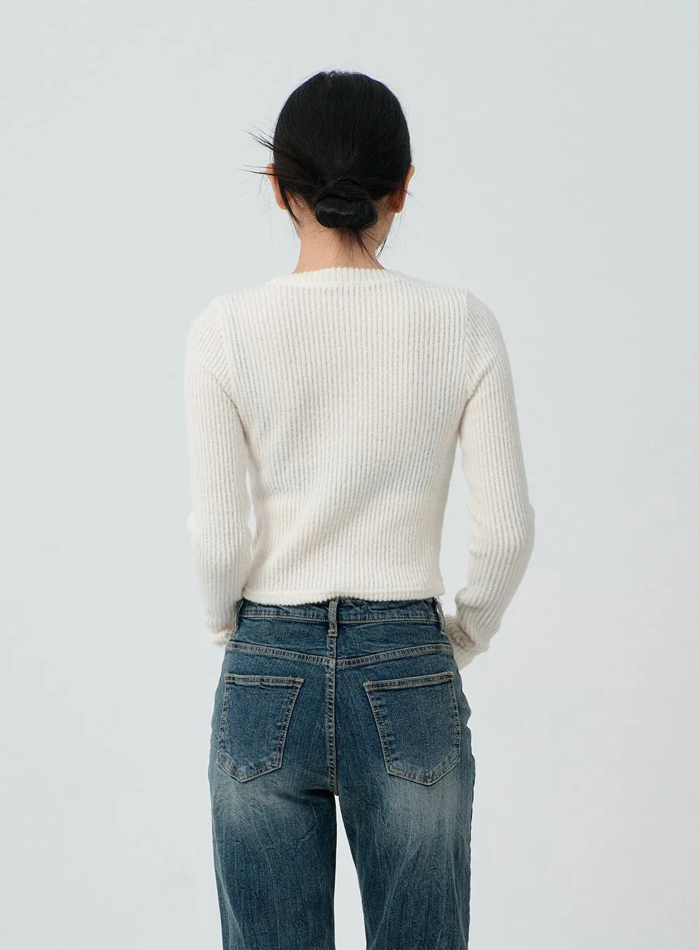 Graphic Ribbed Knit Cropped Top CJ304