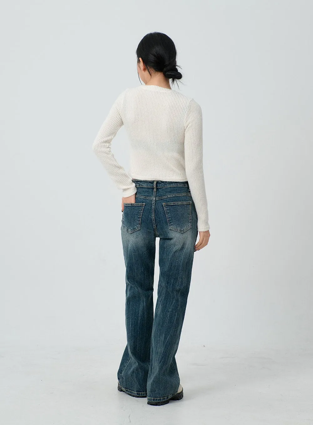 Graphic Ribbed Knit Cropped Top CJ304
