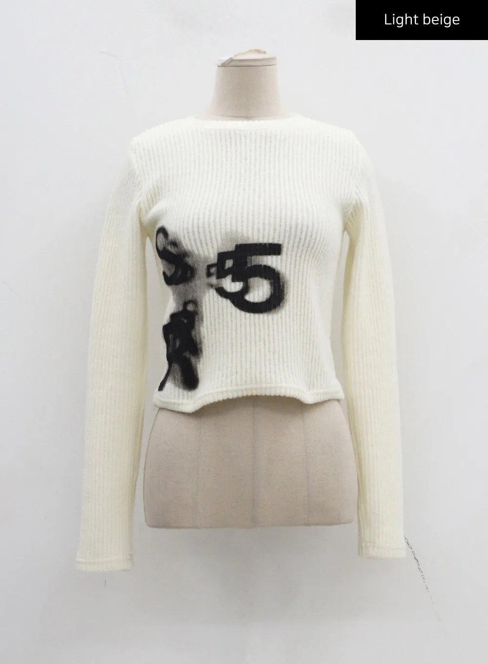 Graphic Ribbed Knit Cropped Top CJ304