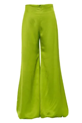 Grotte Lime Wide Leg Satin Pants