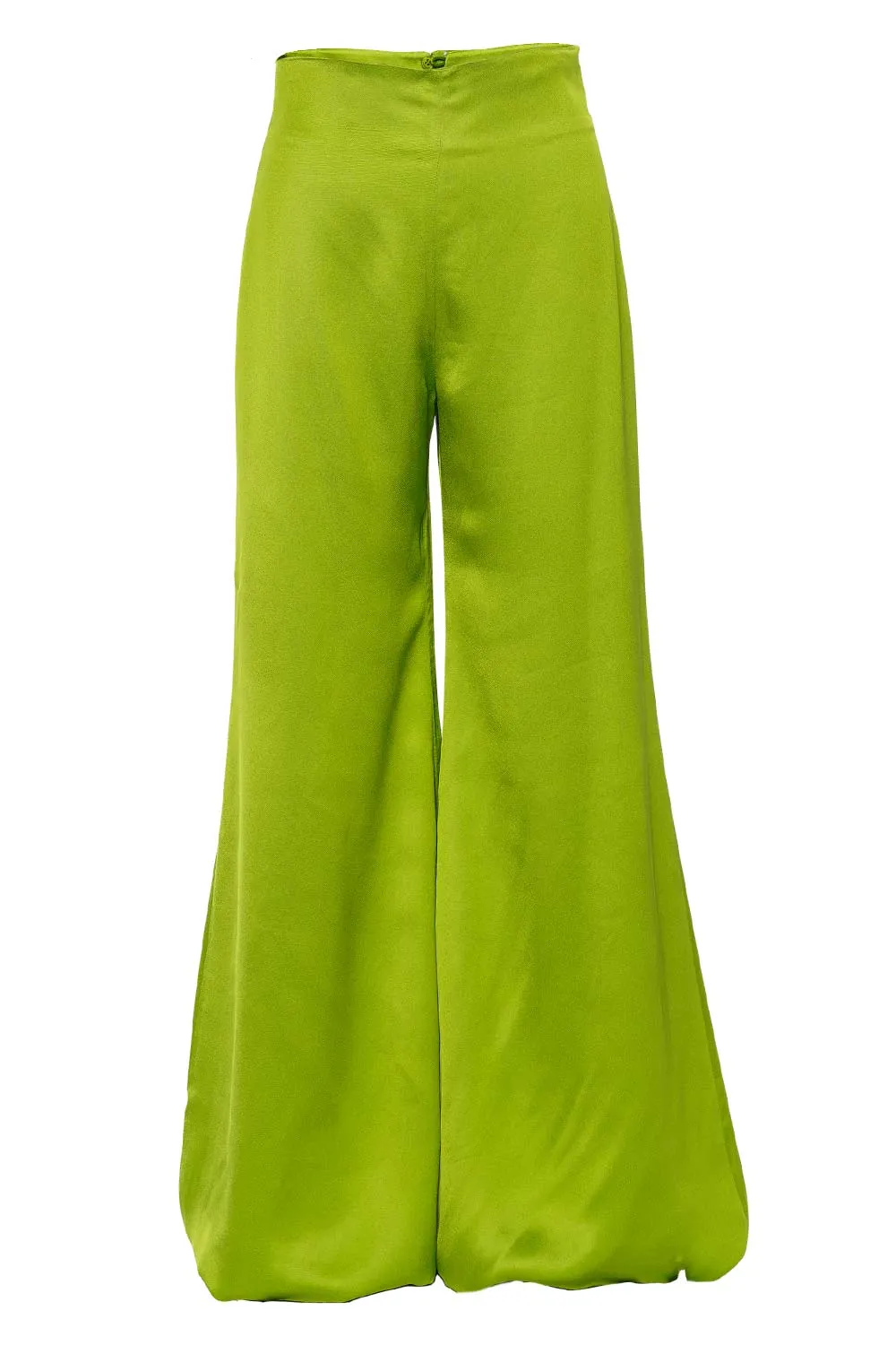 Grotte Lime Wide Leg Satin Pants