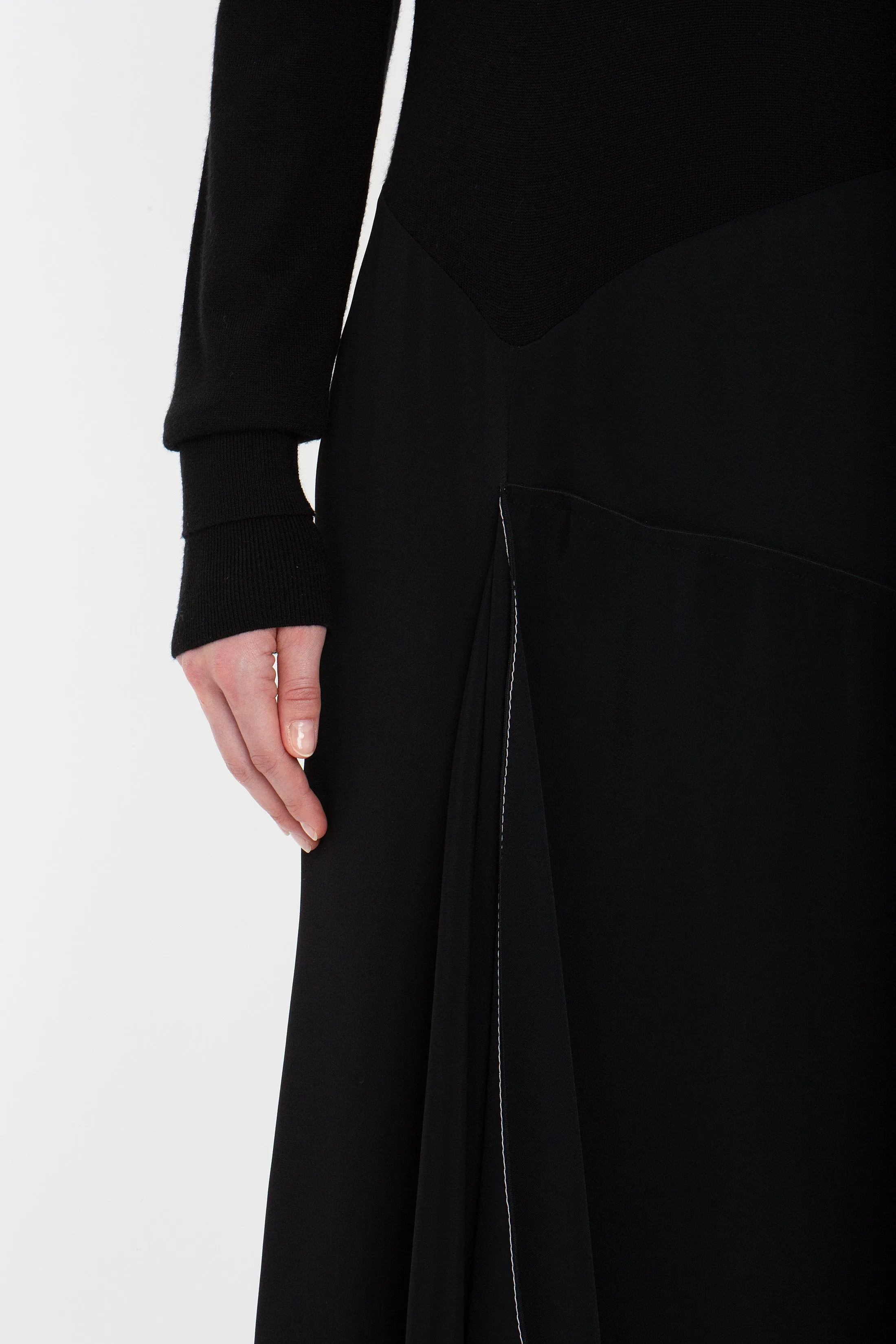Henley Shirt Dress In Black