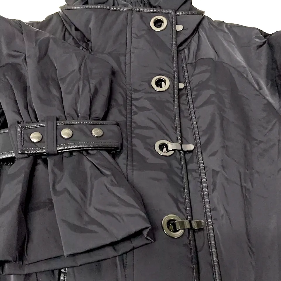 ISSEY MIYAKE JAPAN. EPOCA. Black Nyon Belted Trench Coat