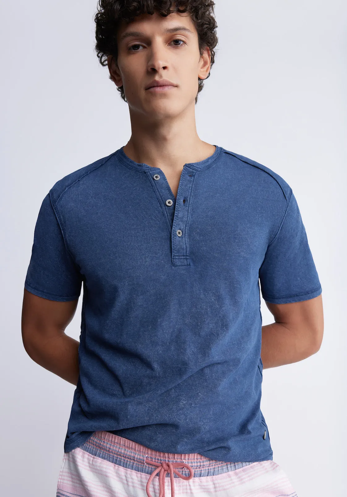 Kitte Men's Henley T-shirt in Whale Blue - BM24245
