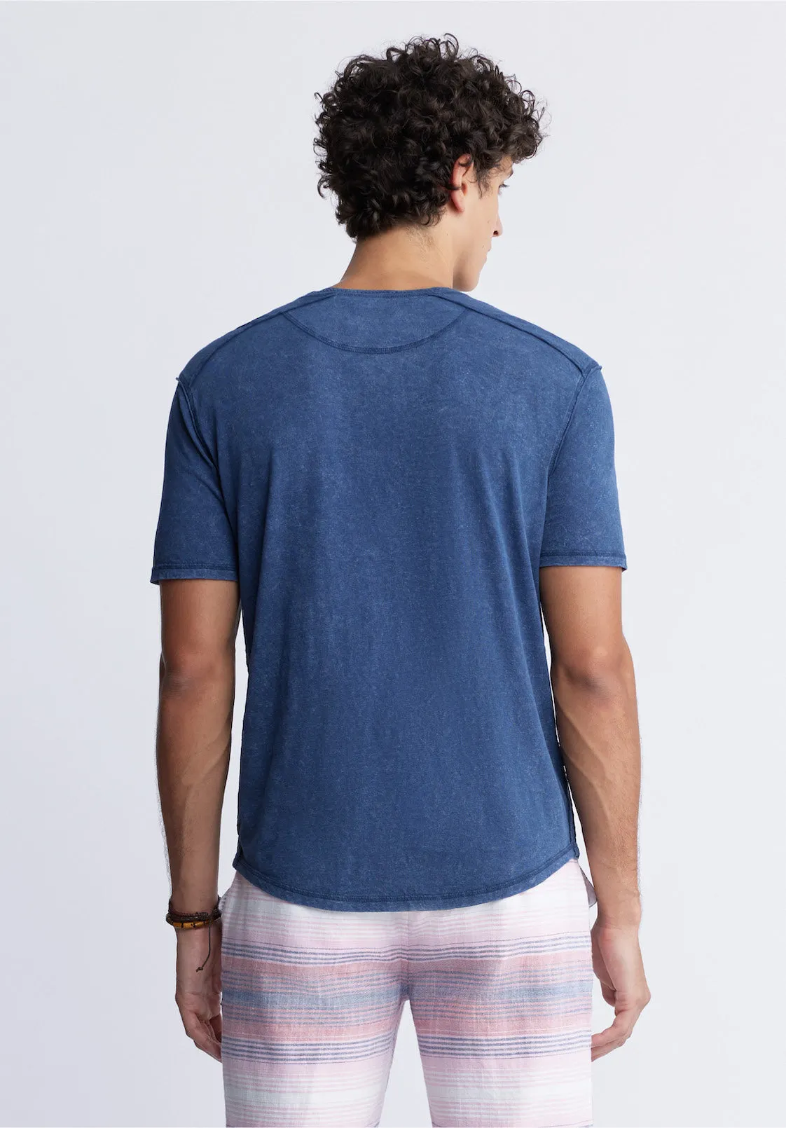 Kitte Men's Henley T-shirt in Whale Blue - BM24245