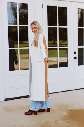 Kris Colorblocked Coat - Ivory/Beige