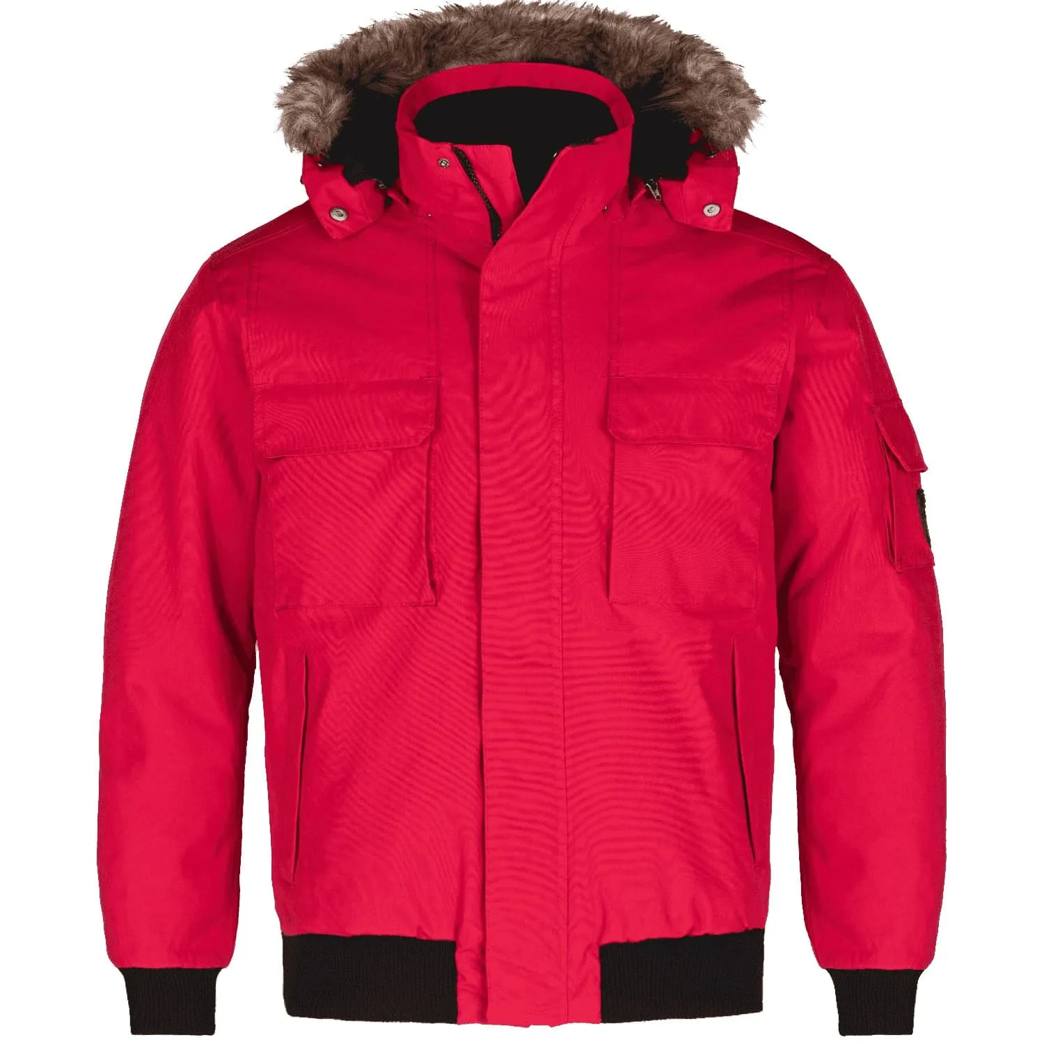 Intense Mens Heavy-Duty Bomber Jacket with Removable Hood for Cold Weather - L06075