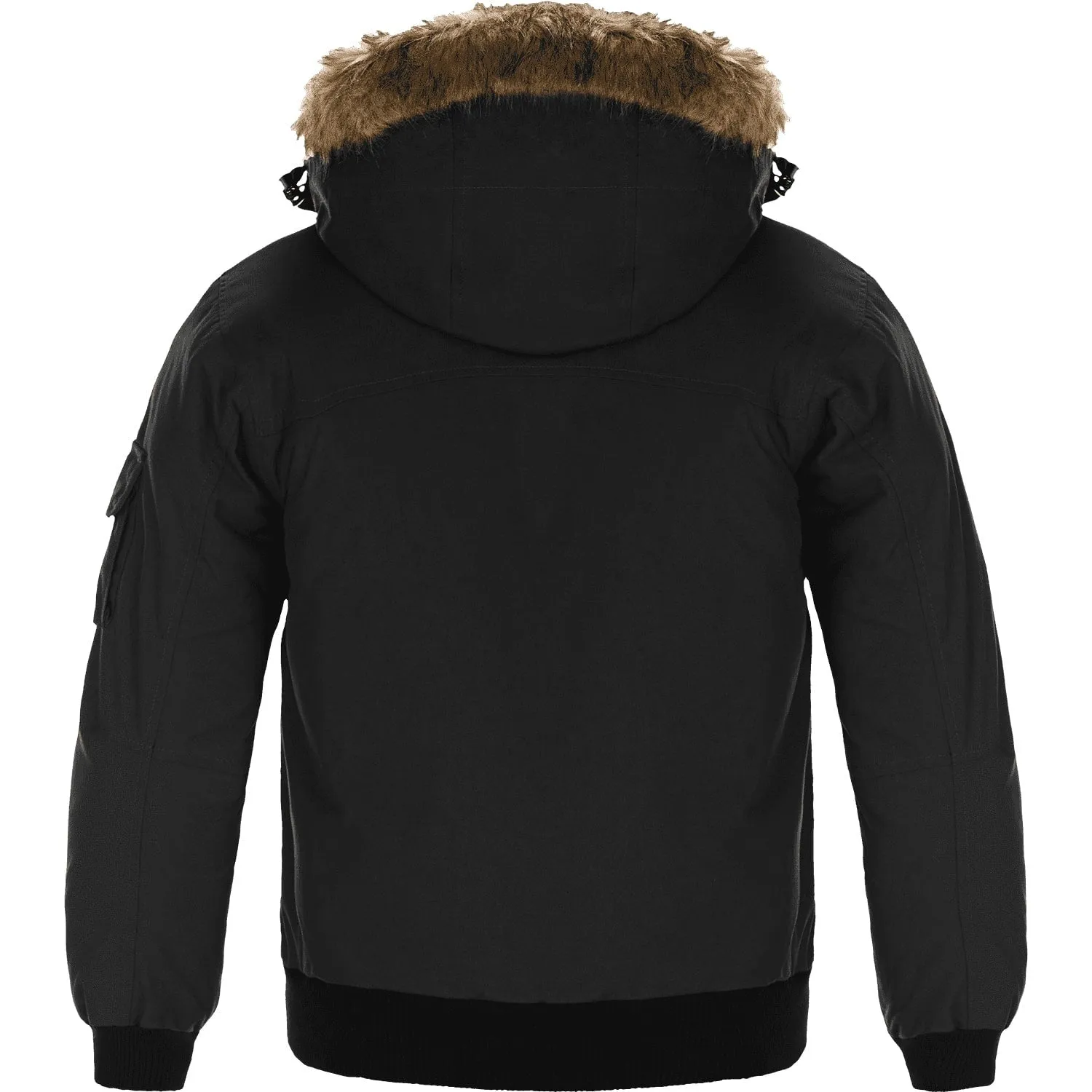 Intense Mens Heavy-Duty Bomber Jacket with Removable Hood for Cold Weather - L06075