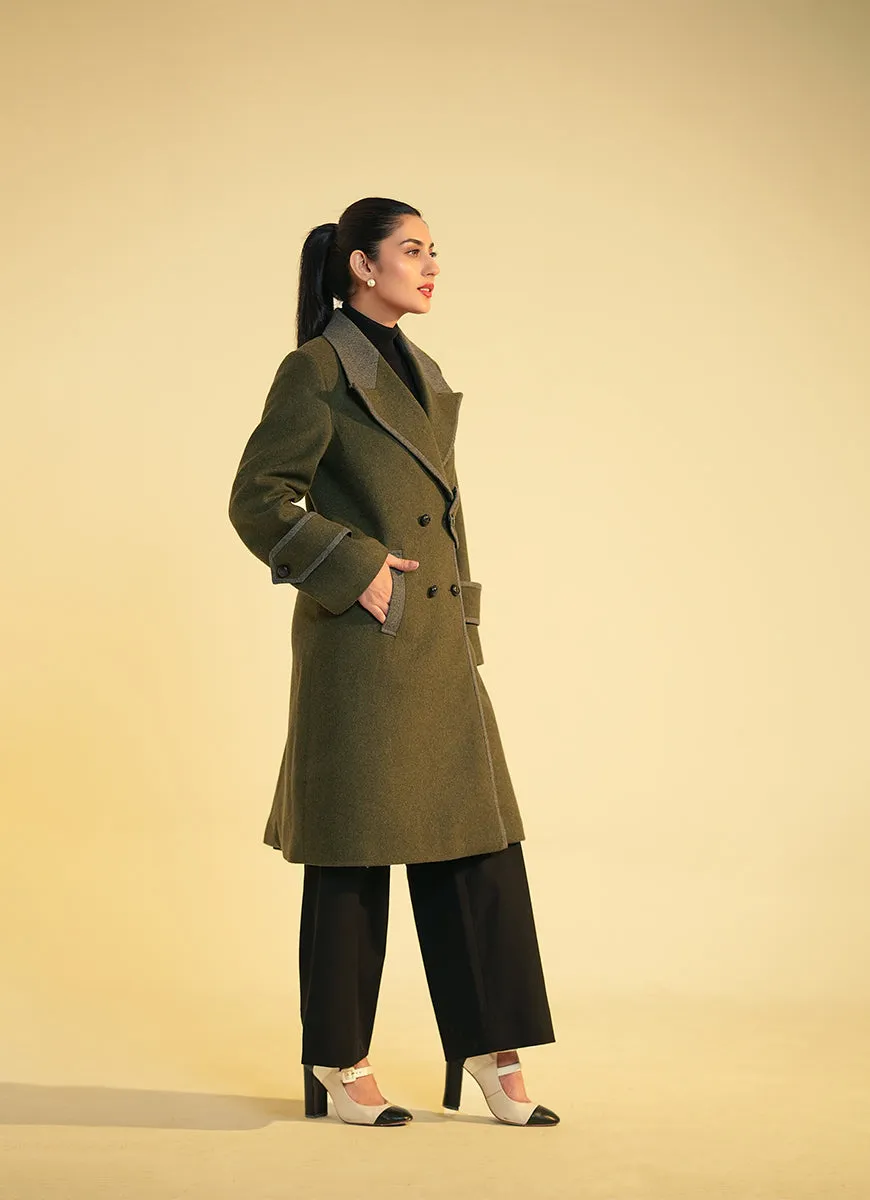 Ladies Trench Coat -  Deep Green Plain