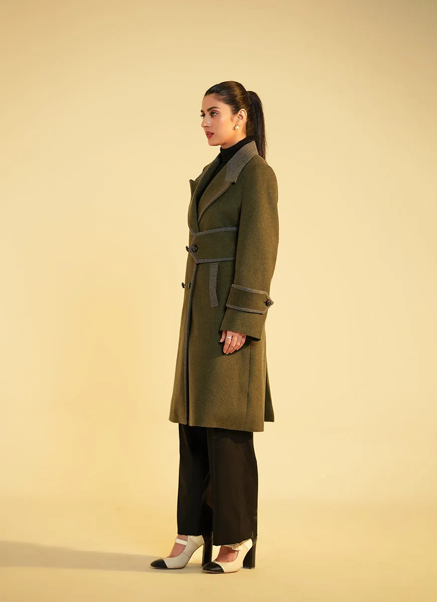Ladies Trench Coat -  Deep Green Plain