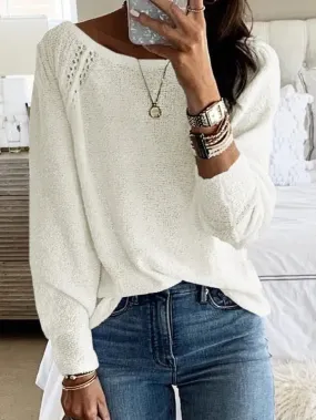 Long Sleeve Cutout Shoulder Relaxed Sweater